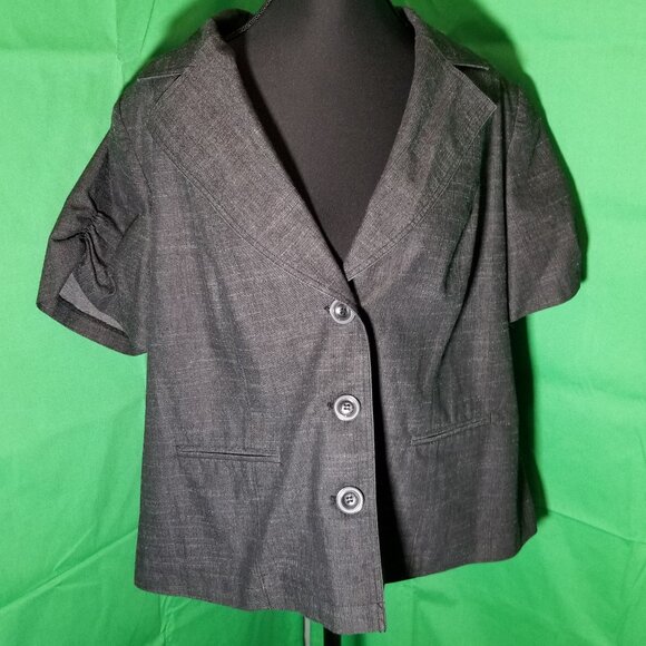 DressBarn Blue Short Sleeve Blazer Jacket Womens Plus Size 1X Workwear City - Picture 1 of 9
